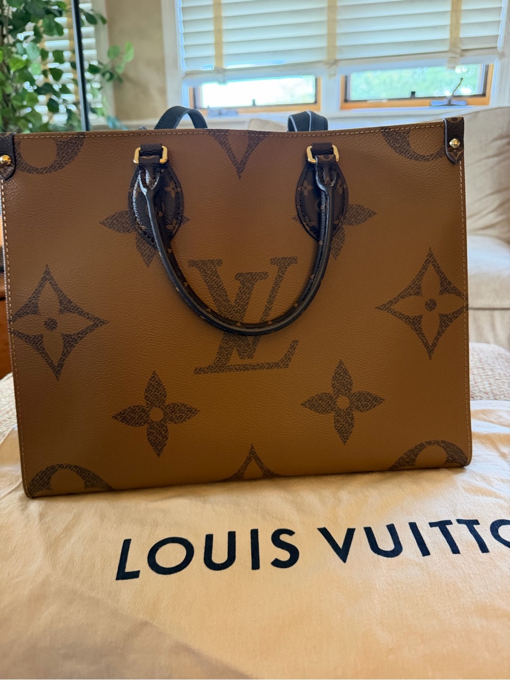 Louis Vuitton Tan Monogram Giant OnTheGo Tote